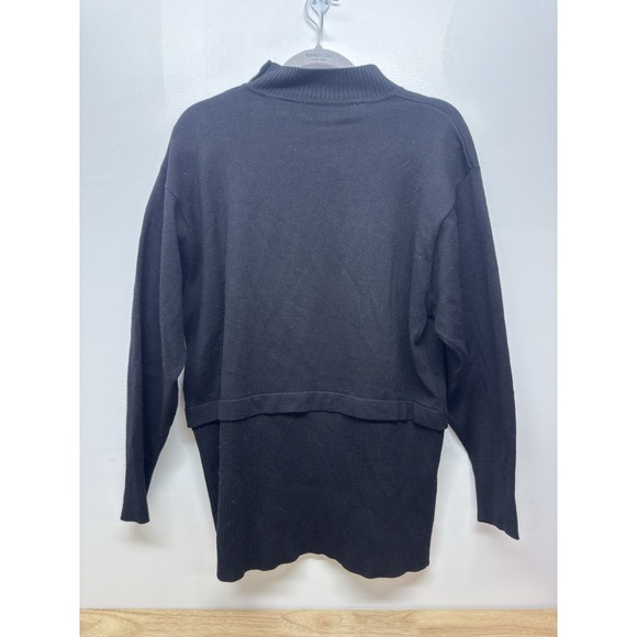 Chaus 1980s Vintage Black Gold Buttons Sweater Turtleneck Wool / Acrylic #8 - Picture 5 of 10